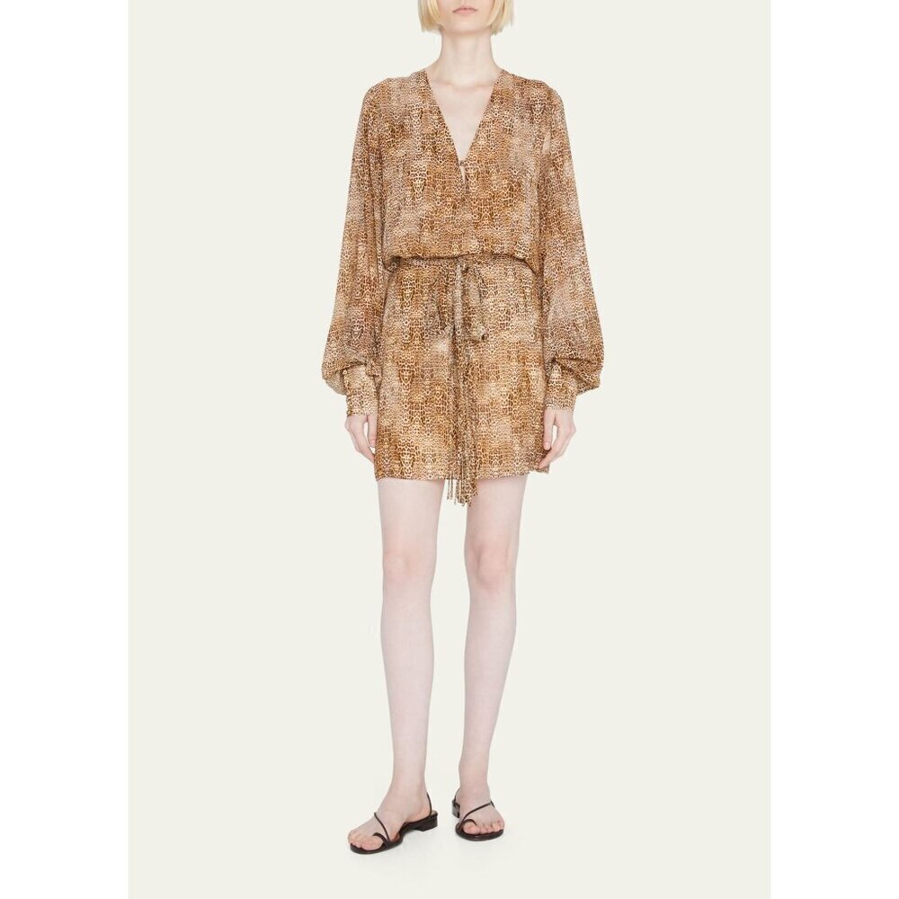 Alexis Dula Dress in Animal Print XSmall New Womens Faux Wrap Mini - Picture 10 of 16